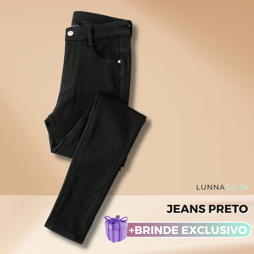 Calça Jeans Peluciada Com Elastano + Brinde
